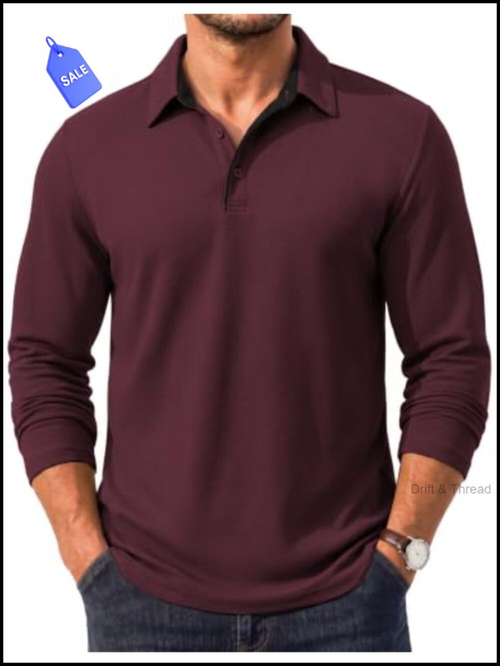 Men's Long Sleeve Performance Polo Shirt UPF 50+ Moisture Wicking